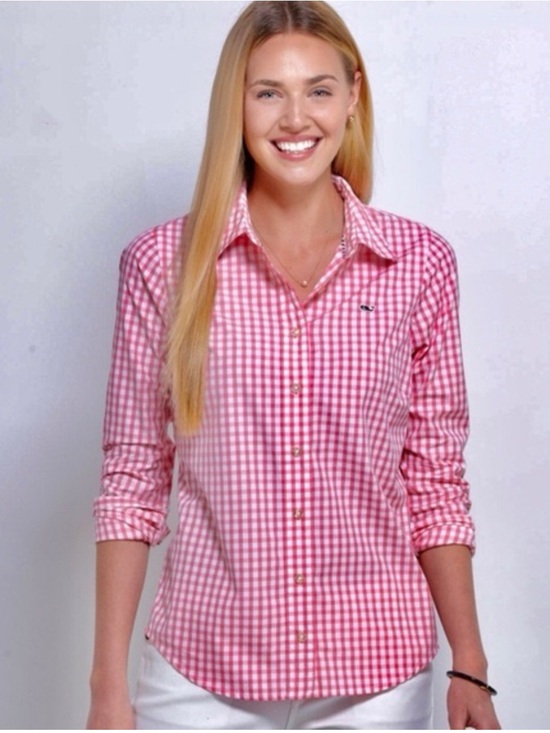 Vineyard Vines Tops - Women’s Vineyard Vines Pink Gingham Relaxed Button-Down Shirt